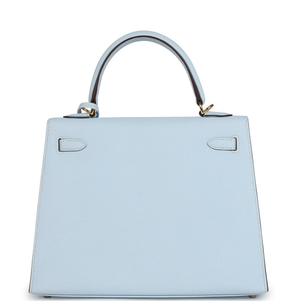 Hermes Kelly Sellier 25 Bleu Brume Epsom Gold Hardware