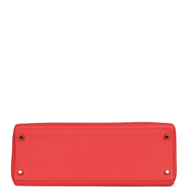 Pre-owned Hermes Retourne Kelly 35 Rose Jaipur Clemence Palladium Hardware