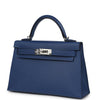 Hermes Kelly Sellier 20 Bleu Tie Madame Palladium Hardware