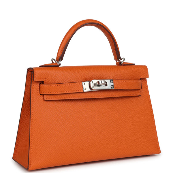 Hermes Kelly Sellier 20 Orange Epsom Palladium Hardware