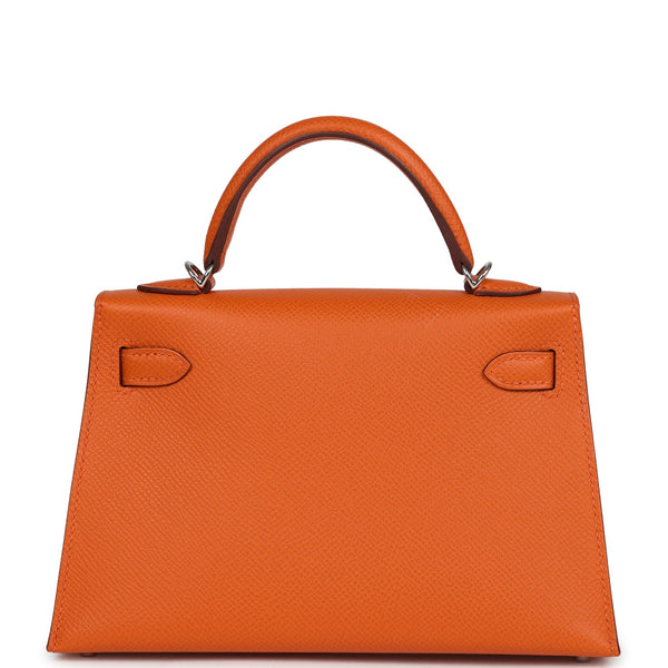 Hermes Kelly Sellier 20 Orange Epsom Palladium Hardware