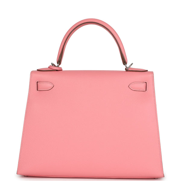 Pre-owned Hermes Kelly Sellier 28 Rose Confetti Epsom Palladium Hardware