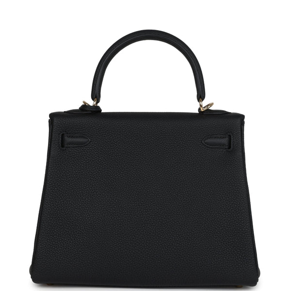 Hermes Kelly Retourne 25 Black Togo Permabrass Hardware