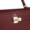 Pre-owned Hermes Kelly Sellier 25 Rouge H Epsom Gold Hardware
