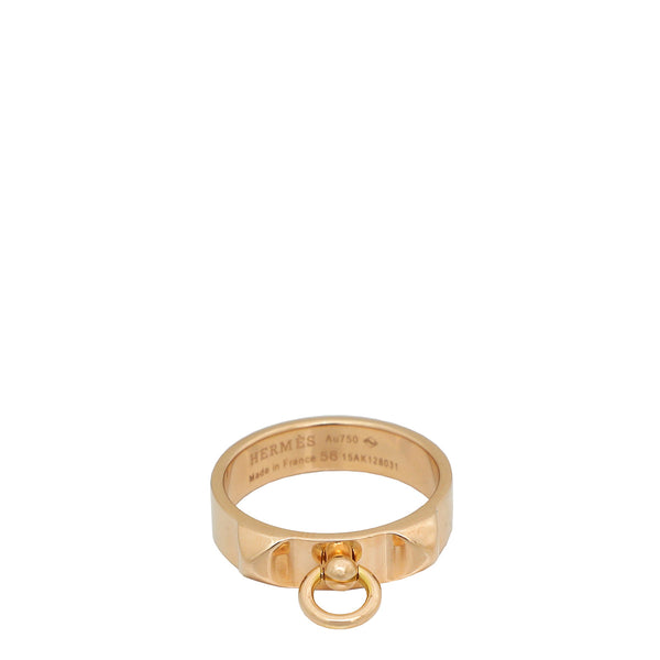 Hermes 18K Rose Gold Collier de Chien Small Model Ring 56