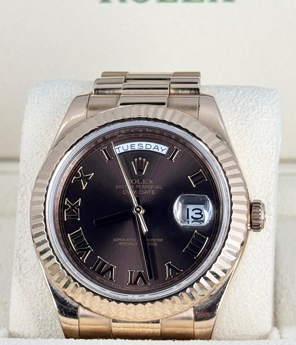 Rolex Day-Date II 41 mm Rose Gold Chcolate Dial 2015 Full Set