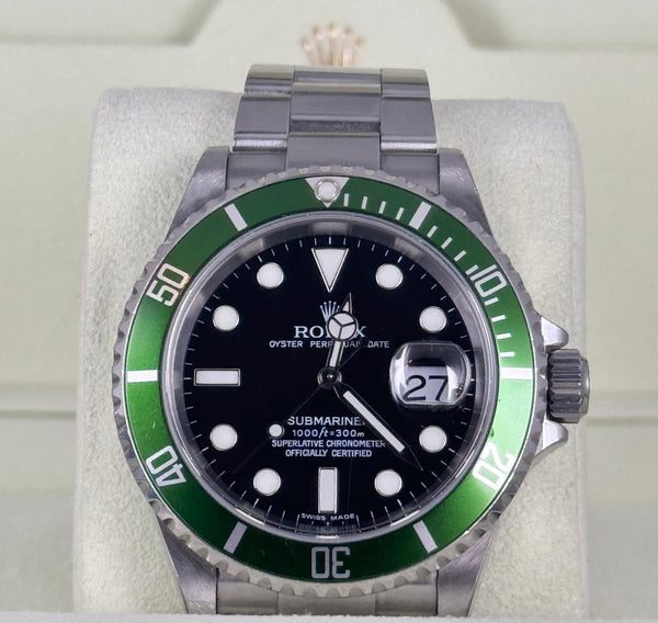 Rolex Submariner Date Kermit 16610 LV Unpolished Full Set 2006 Serial Z