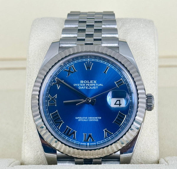 Rolex Datejust 41 Azzuro Blue 2021 Box and Papers Jubille Bracelet