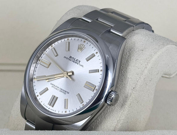 Rolex Oyster Perpetual 41 Silver Dial 2022 Like New Box And Papers