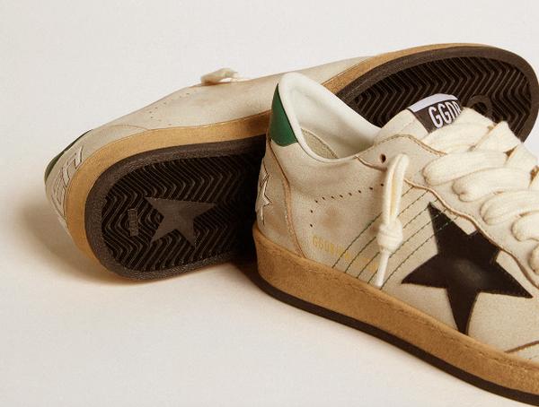 Ball Star Men with black leather star and green leather heel