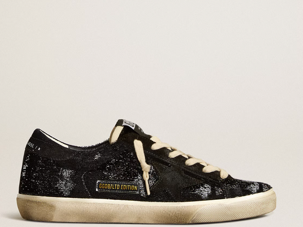 Men's Super-Star in black velvet and suede with black suede star "LAST PIECES"