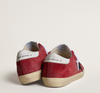 Women's Super-Star in red suede with glitter star and white heel tab