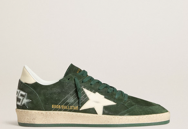 Men's Ball Star in green suede with white leather star and heel tab "LAST PIECES"