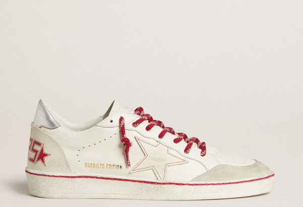 Men's Ball Star LTD CNY in white leather with a lived-in effect