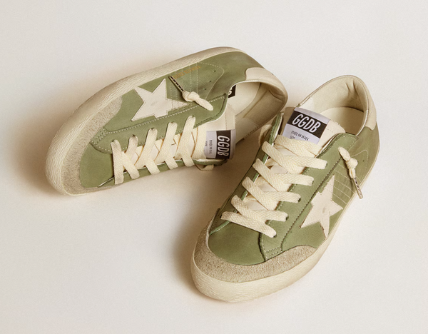 Super-Star LTD in green nubuck with white leather star and heel tab