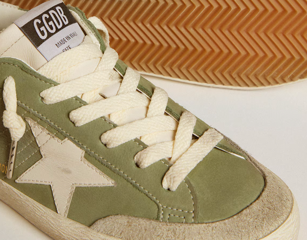 Super-Star LTD in green nubuck with white leather star and heel tab
