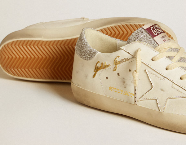 Super-Star LTD in white leather with Swarovski micro-crystal inserts