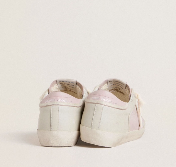 Super-Star LTD in pelle rosa con stella in pelle laminata argento e talloncino in pelle rosa