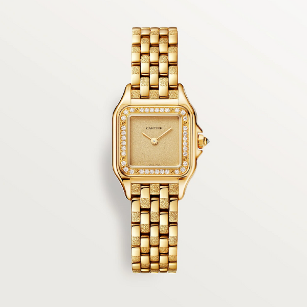 Cartier Panthère SM 750 Yellow Gold – Factory Diamond Bezel & Textured Gold Dial