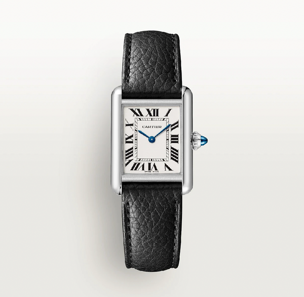 Cartier Tank Must de Cartier Small Model Quartz Stainless Steel Black Leather Strap