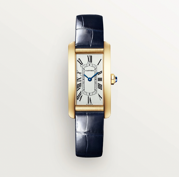 Cartier Tank Américaine Small Model Quartz 750 Yellow Gold Blue Leather Strap
