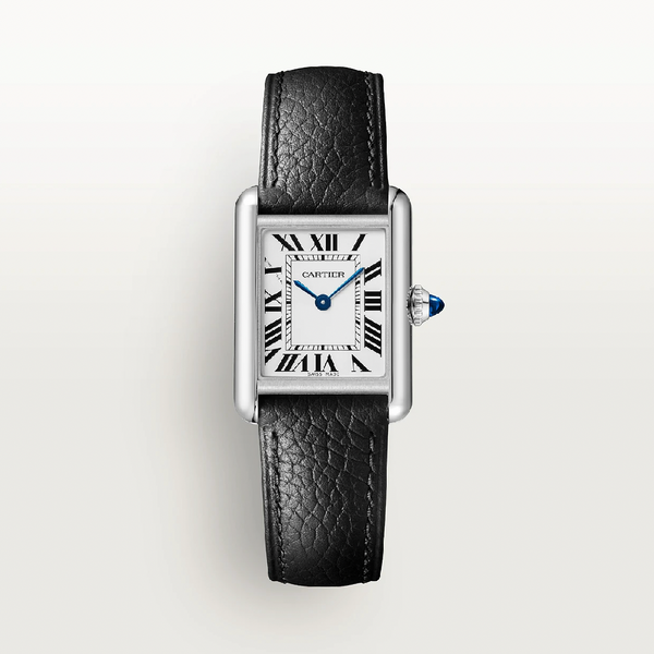 Cartier Tank Must SolarBeat Large 29.5mm x 22mm Stainless Steel Black Leather Strap Photovoltaic Quartz Watch