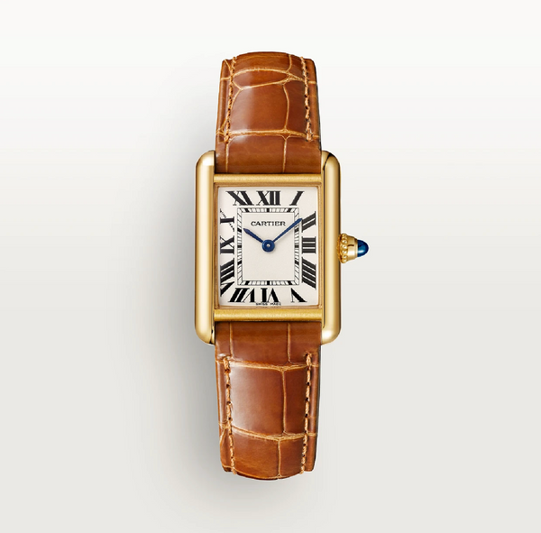 Cartier Tank Louis Cartier Small 29.5mm x 22mm 750 Yellow Gold Silver Dial Quartz Watch with Alligator Strap