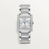 Cartier Tank Française Medium 32mm x 27mm Diamond Bezel Stainless Steel Quartz Watch
