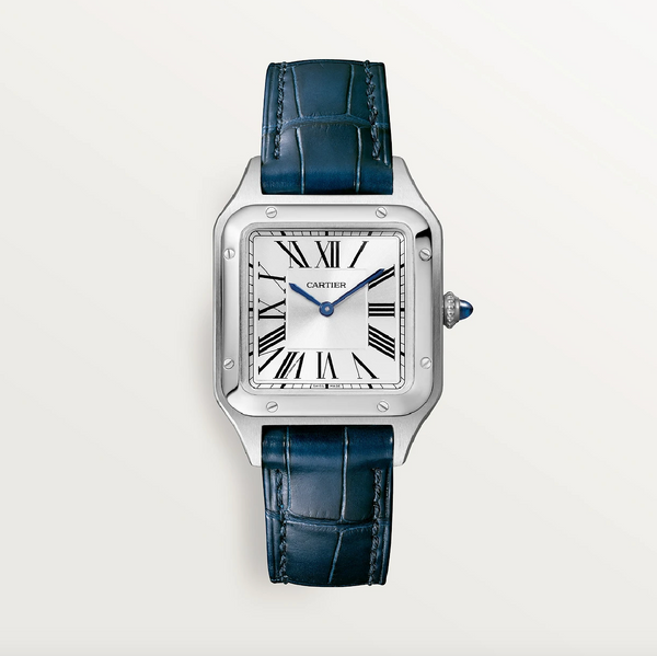 Cartier Santos-Dumont Small 38mm Stainless Steel Quartz Blue Alligator Strap