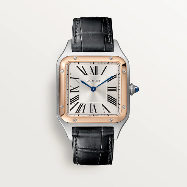 Cartier Santos-Dumont Large Steel & Rose Gold Quartz Black