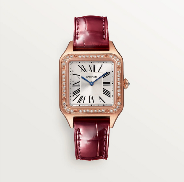 Santos-Dumont Small Model Rose Gold Diamond Bezel Quartz
