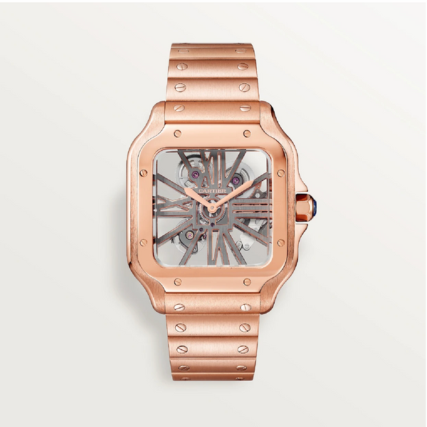 Santos de Cartier Skeleton Watch Large Model Rose Gold