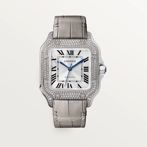Santos de Cartier Medium White Gold Diamond Watch