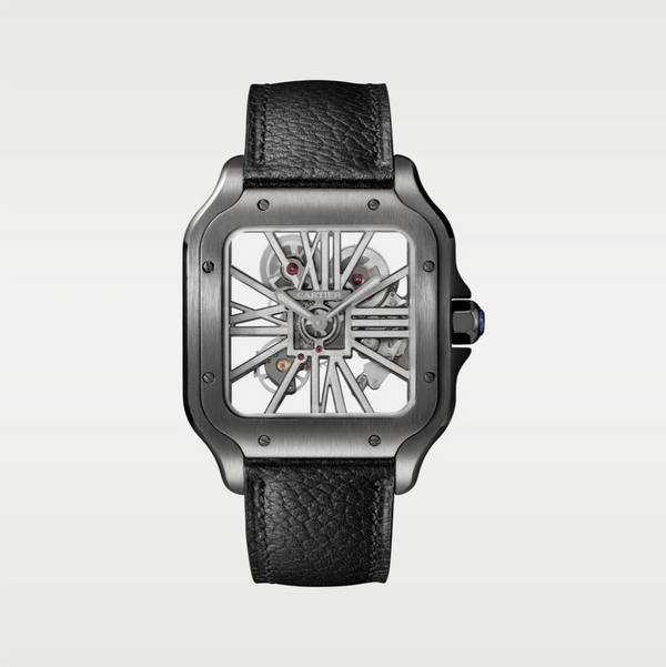 Santos de Cartier Skeleton Large Black ADLC Steel Manual Wind