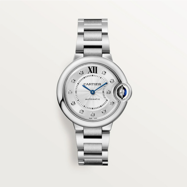 Ballon Bleu de Cartier Watch 33mm Automatic Diamond Dial Steel Bracelet
