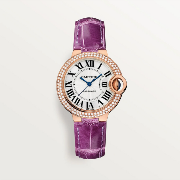 Ballon Bleu de Cartier 33mm Rose Gold Diamond Bezel Automatic Watch