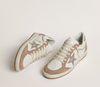 Ball Star LTD in nappa bianca e suede rosa antico con stella e talloncino in pelle laminata argento