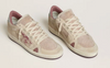 Ball Star LTD in suede rosa e beige con talloncino in pelle grigio perla