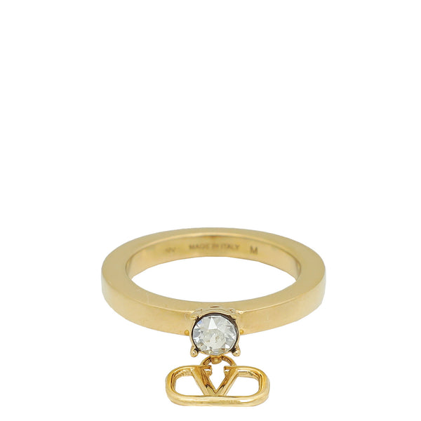Valentino Gold Finish Garavani Mini Vlogo Signature Ring