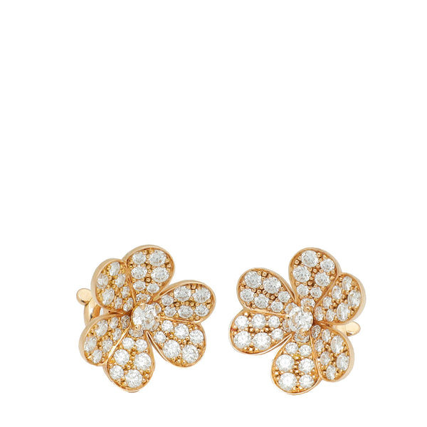 Van Cleef & Arpels 18K Rose Gold 86 Diamond Frivole Small Model Earrings