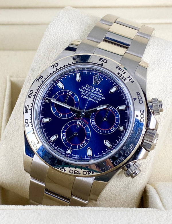 Rolex Daytona White Gold 2020 New Card Blue Dial Full set 116509