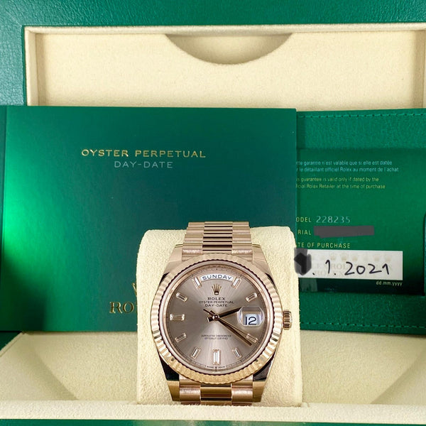 Rolex Day-Date Everose gold Baguette Diamonds