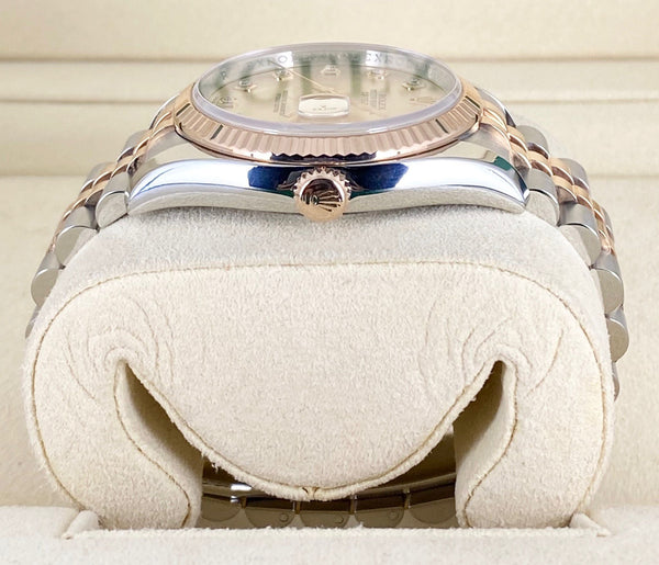 Rolex Datejust 36, Two Tone Rose Gold, Full set, Diamonds