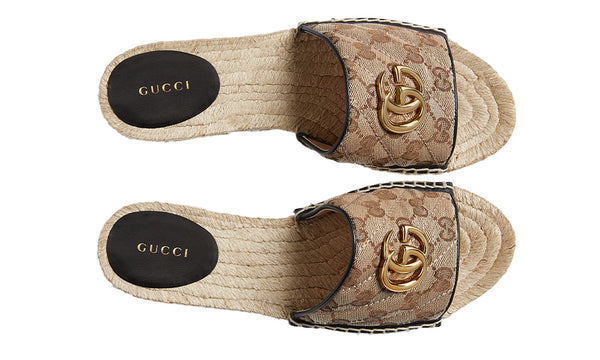 Gucci Women's Brown GG Matelassé Canvas Espadrille Sandal
