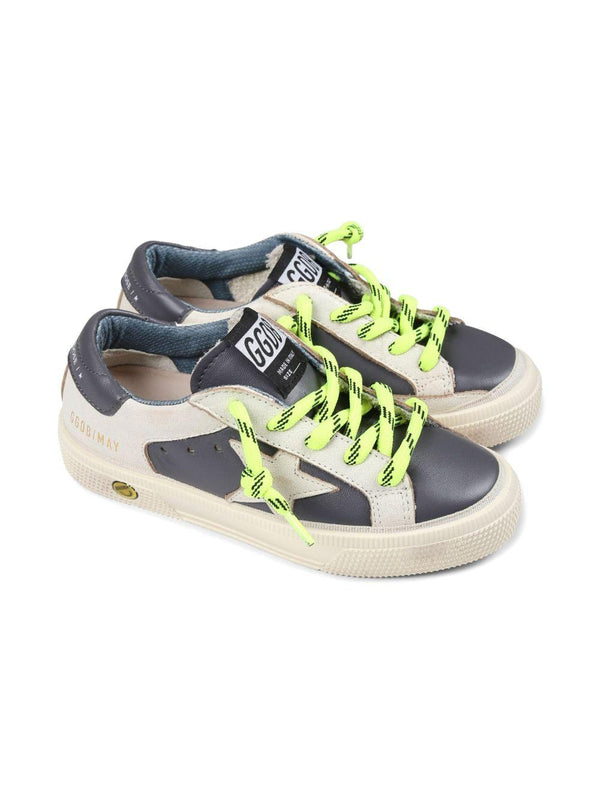 Sneakers per bambino Golden Goose Kids in pelle blu con chiusura con lacci