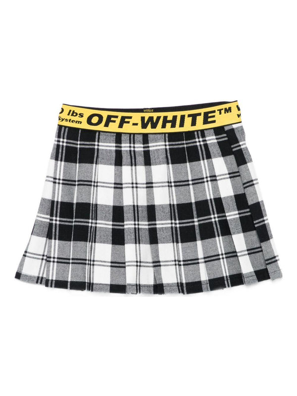 Gonna per bambina Off-White Kids bianco e nero con motivo a quadri
