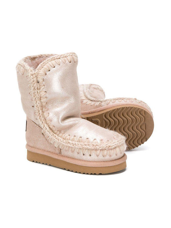 Stivaletti Eskimo per bambina Mou Kids beige con effetto metalizzato