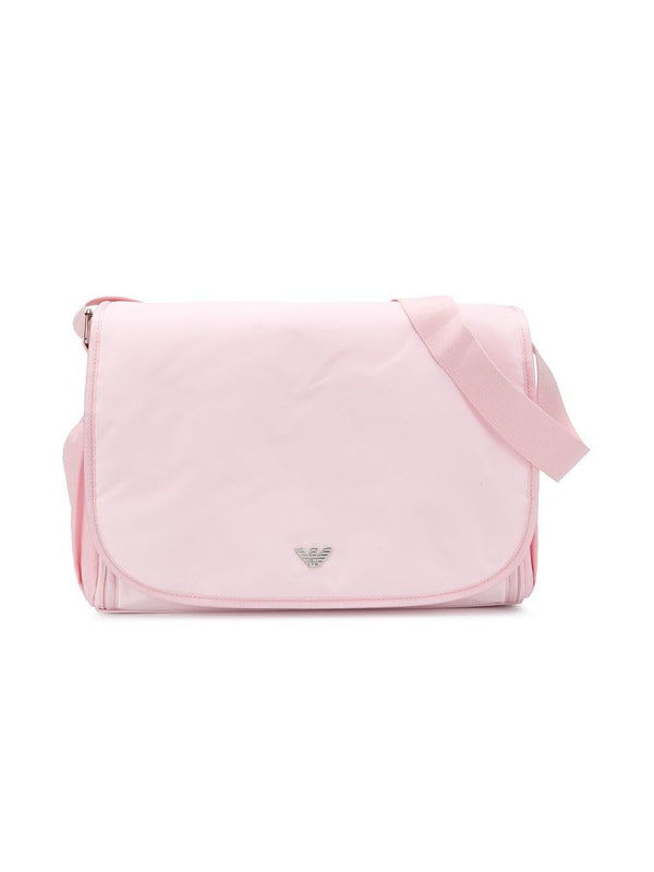 Borsa fasciatoio per neonata Emporio Armani Kids rosa con applicazione logo