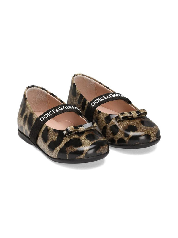 Ballerine con fiocco per bambina Dolce & Gabbana Kids animalier con stampa leopardata