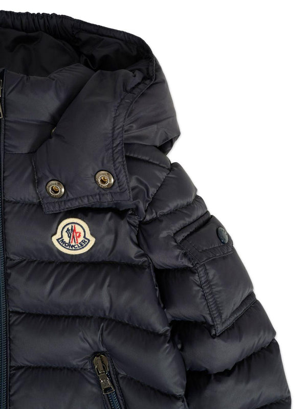 Piumino per neonato Moncler Enfant blu con cappuccio